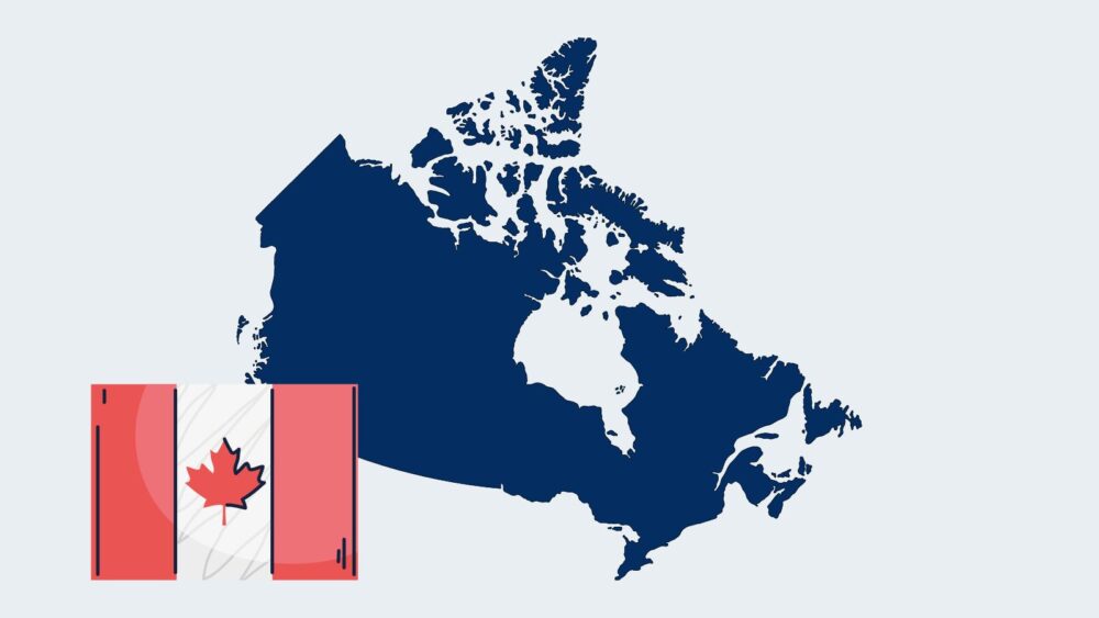 カナダの地図と国旗